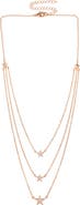CZ by Kenneth Jay Lane 14K Rose Gold Plated 3 Layer Pave Star Necklace