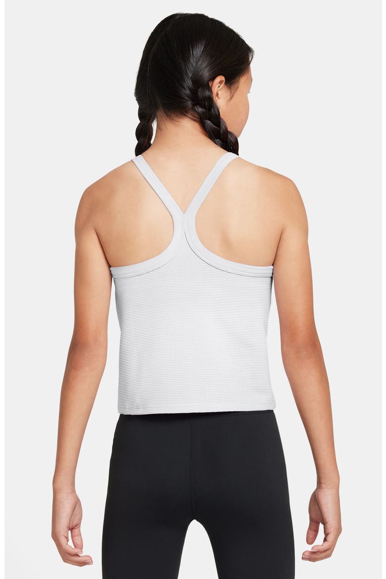 Kids' Dri-FIT High Neck Racerback Tank, Alternate, color, WHITE/ BLACK