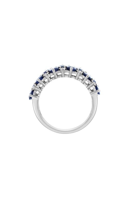 Effy Sterling Silver Oval Sapphire & Round Diamond Band Ring In Blue