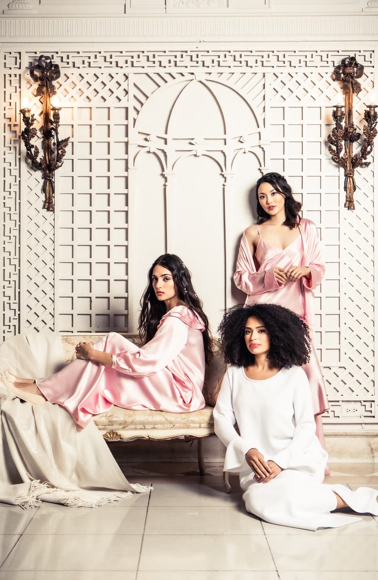 Petite Plume Silk Robe, Alternate, color, Pink