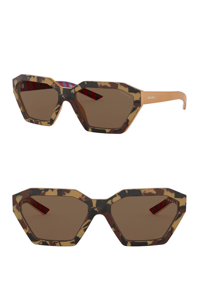 Prada Irregular 57mm Square Sunglasses, Alternate, color, 