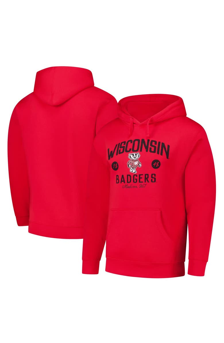 LEAGUE COLLEGIATE WEAR Men's League Collegiate Wear Red Wisconsin Badgers Bendy Arch Essential 2.0 Pullover Hoodie, Main, color, Red
