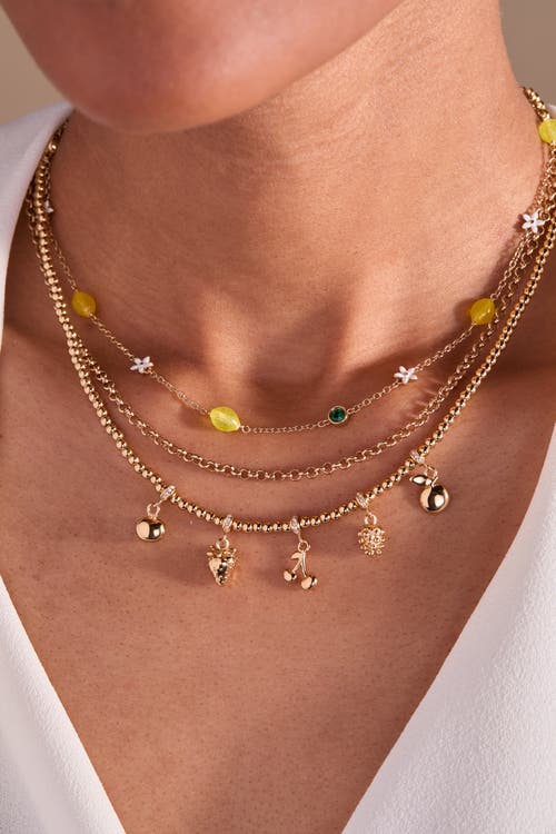 Alex And Ani Summer Fruits Charm Necklace In Gold