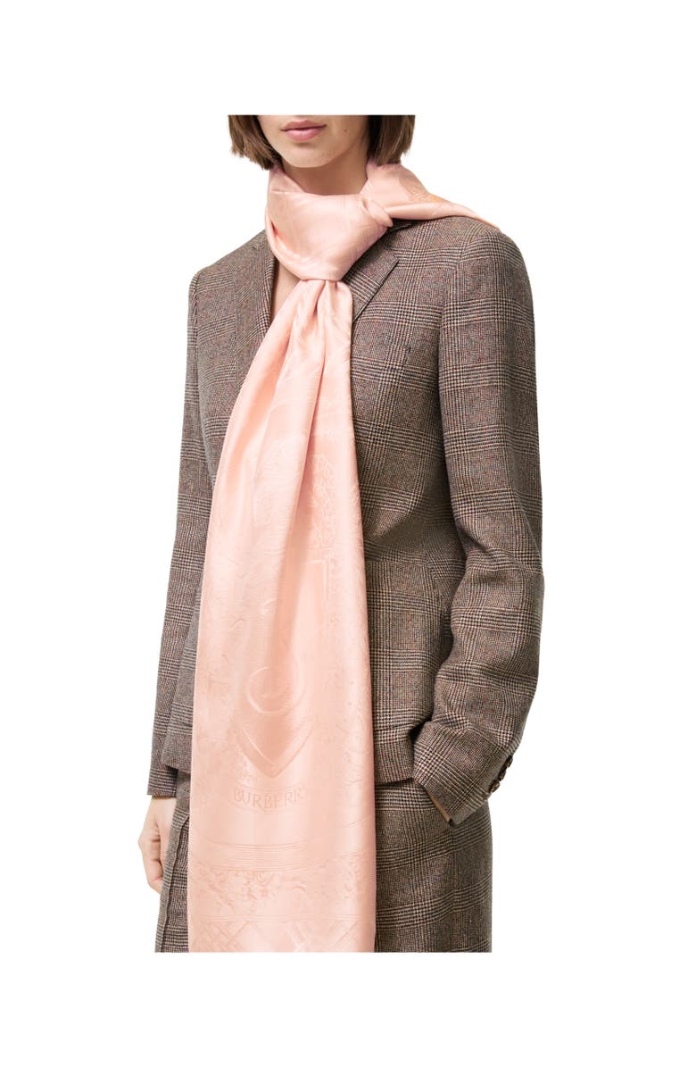 Burberry Floral Crest Silk Scarf, Alternate, color, Compact Pink
