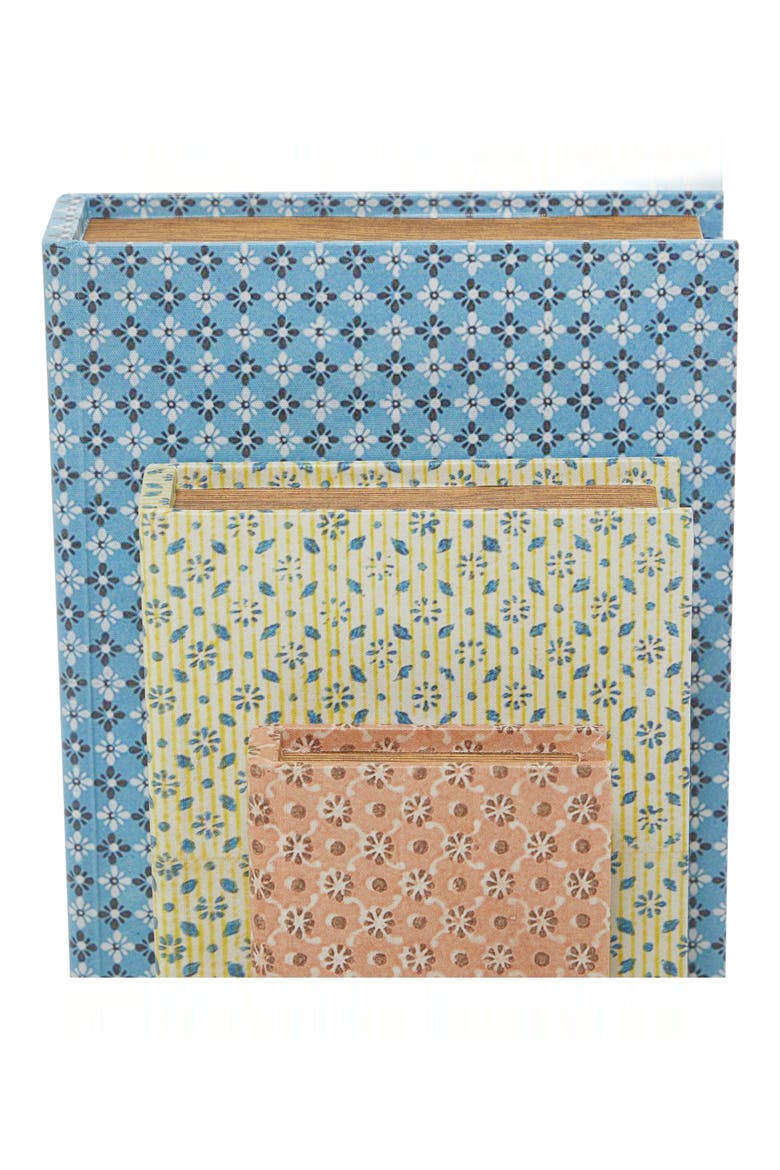 Set of 3 Vintage Canvas Decorative Keepsake Boxes, Alternate, color, BLUE MULTI COLORED
