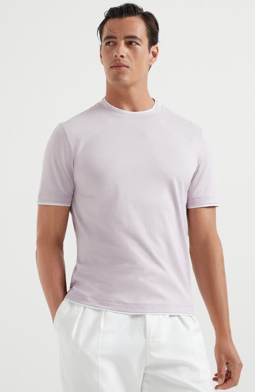 Brunello Cucinelli T-shirt With Layered Design In Lavender