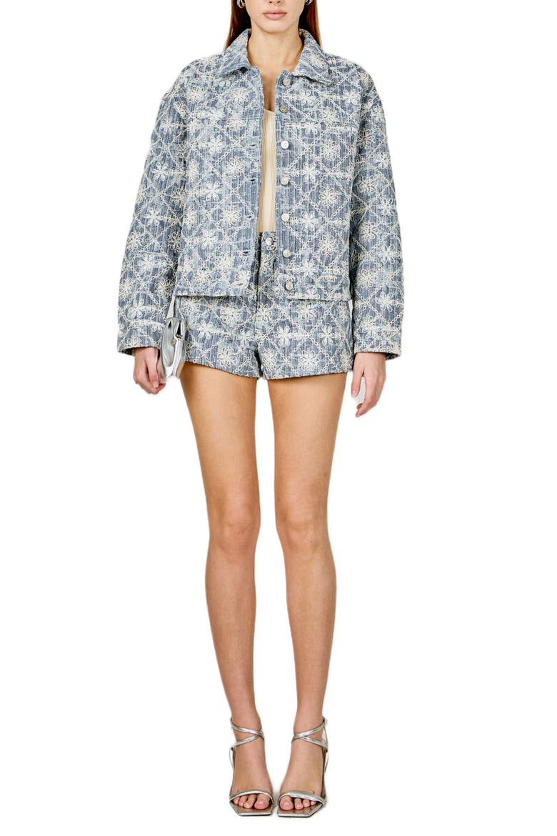 Floral Embroidered Nonstretch Denim Jacket, Alternate, color, DUSTY BLUE