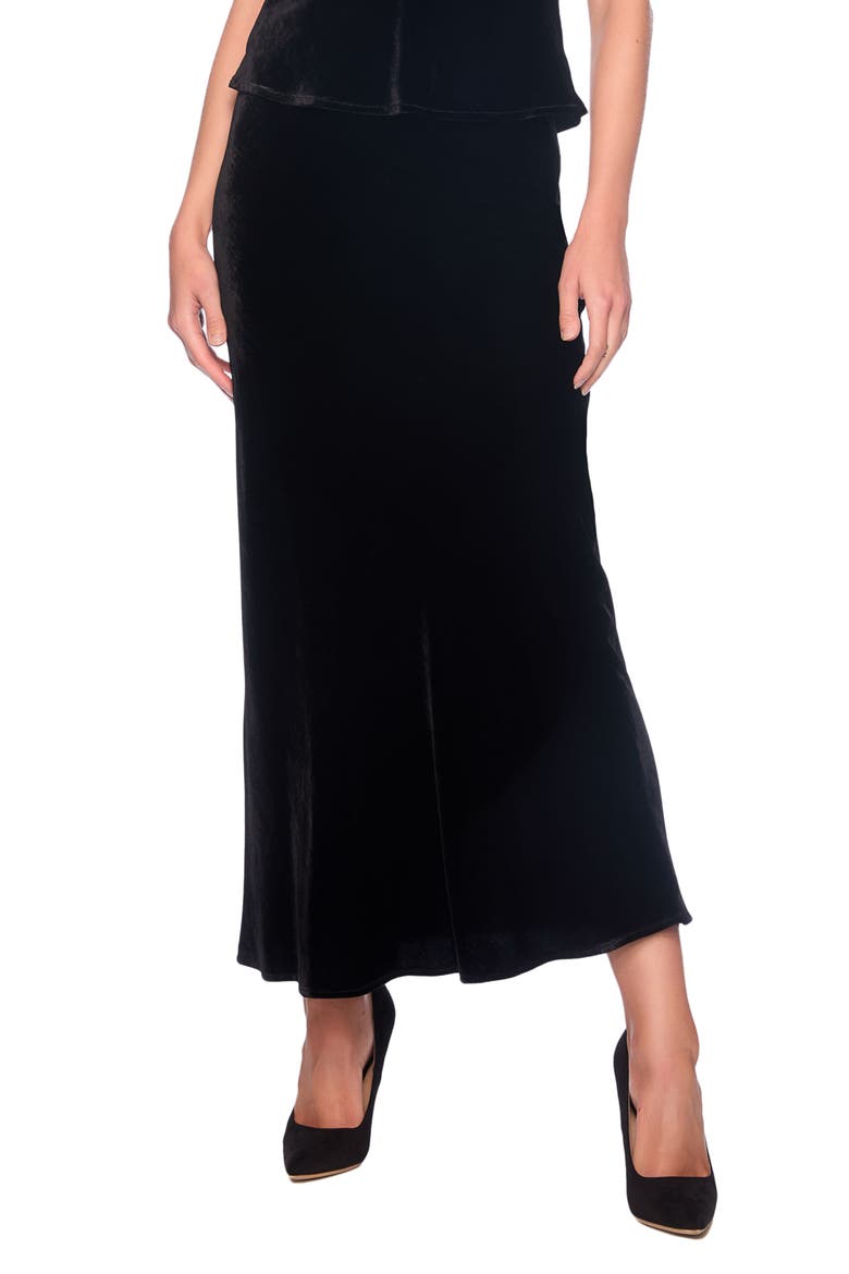 Velvet Bias Cut Skirt, Main, color, BLACK