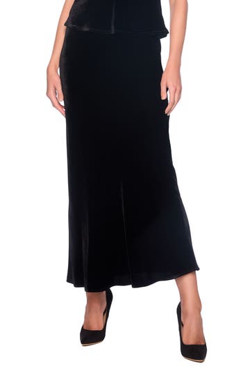Susana Monaco Velvet Bias Cut Skirt In Black