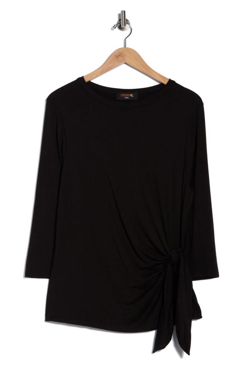 Side Knot Top, Alternate, color, BLACK
