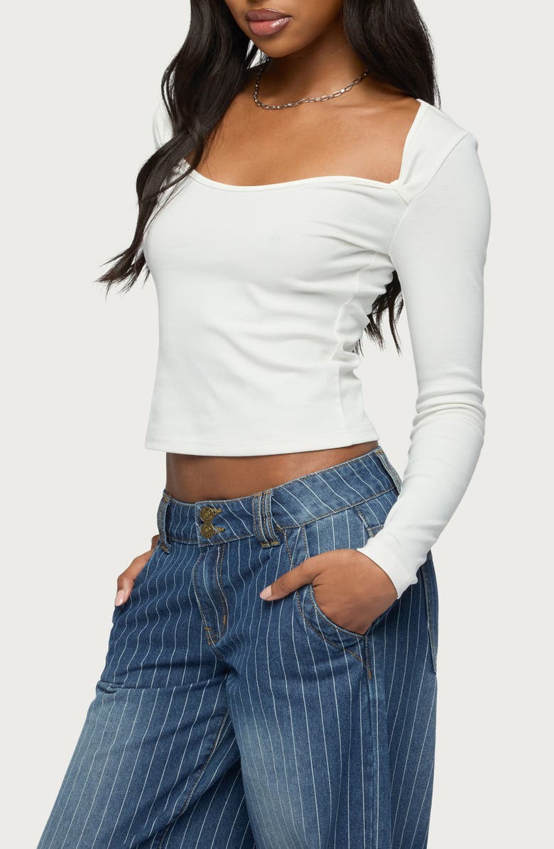EDIKTED Ximena Long Sleeve Top, Alternate, color, White