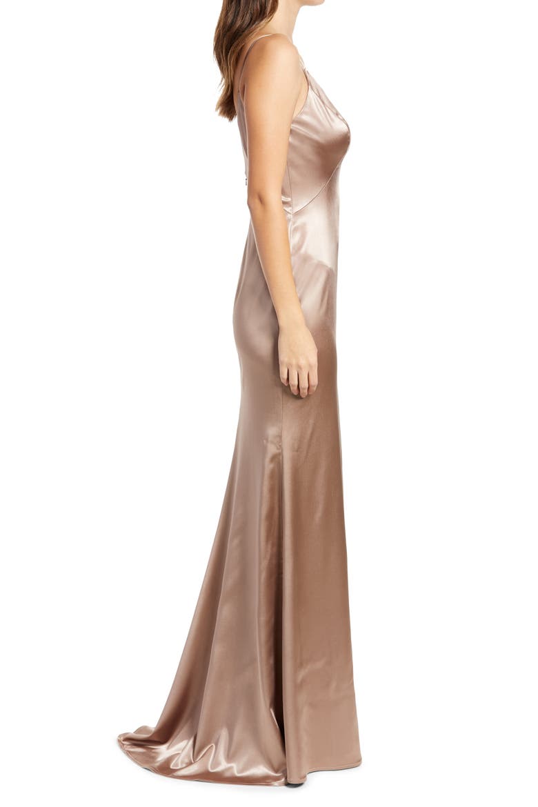 Stretch Satin Trumpet Gown, Alternate, color, NUDE