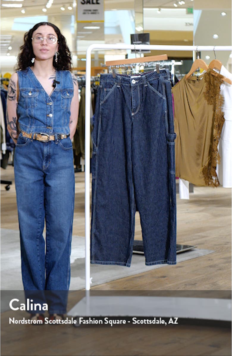 Jaya Railroad Stripe Baggy Low Rise Wide Leg Carpenter Jeans, sales video thumbnail