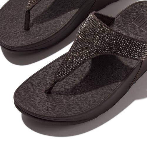 Fitflop Lulu Crystal Embellished Toe-post Sandals In Brown