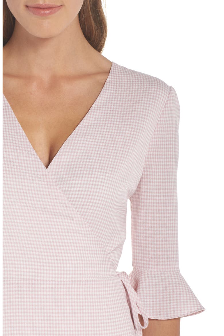 Gingham Wrap Dress, Alternate, color, BLUSH