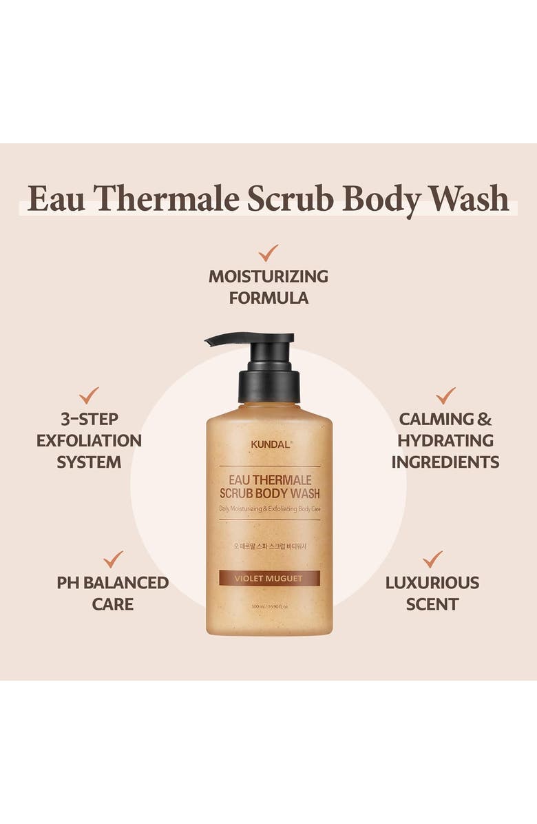 KUNDAL Eau Thermale Scrub Body Wash Cozy Darjeeling 2 Pack, Alternate, color, Brown