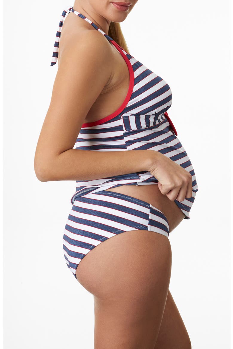 Palm Springs Two-Piece Maternity Swimsuit, Alternate, color, NAVY/ RED