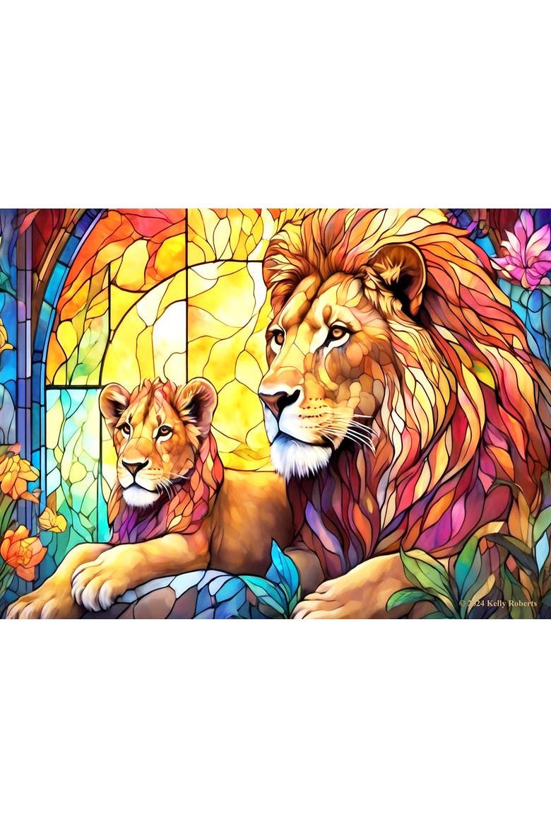Stained Glass Zoo Lion Family 1000 piece Jigsaw Puzzle for Adults, Alternate, color, Multicolor