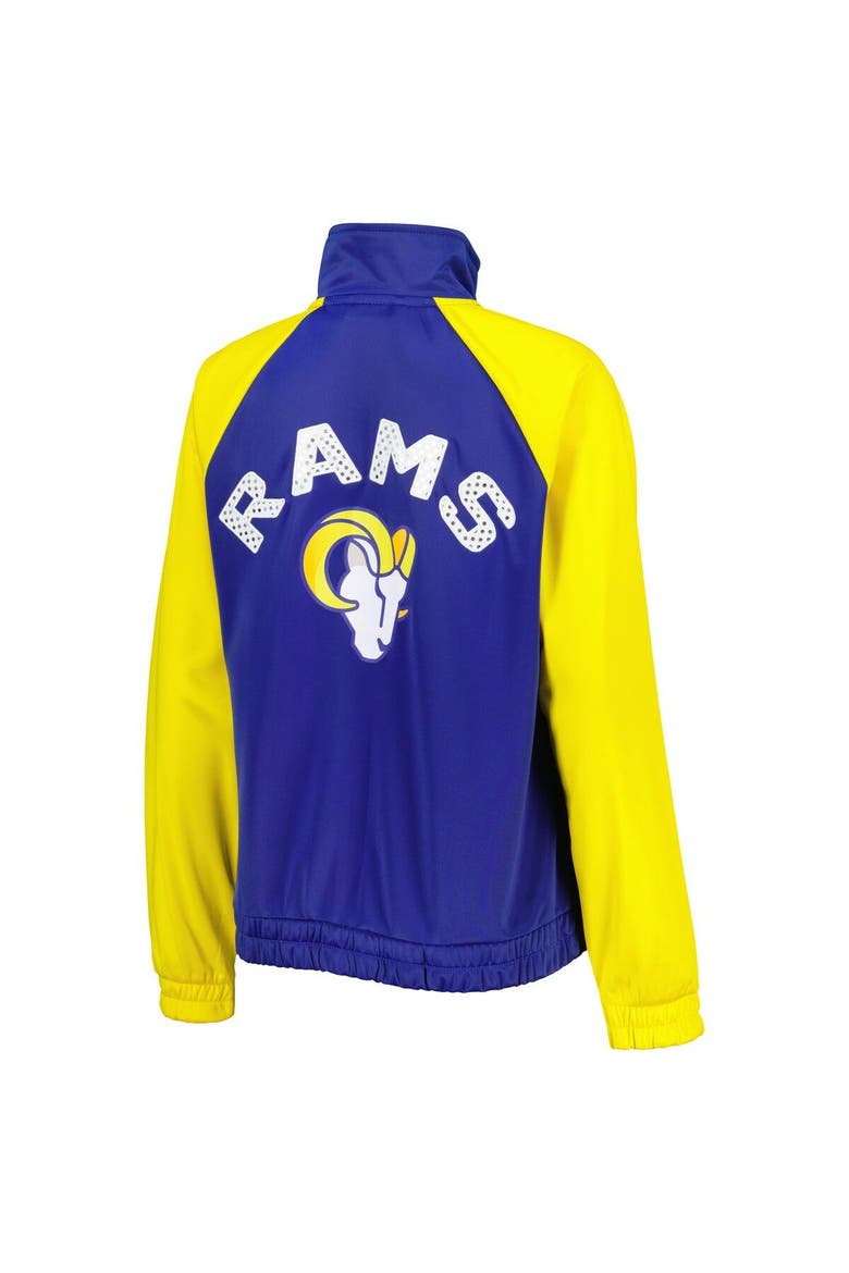 Women's G-III 4Her by Carl Banks Royal/Gold Los Angeles Rams Confetti Raglan Full-Zip Track Jacket, Alternate, color, Royal