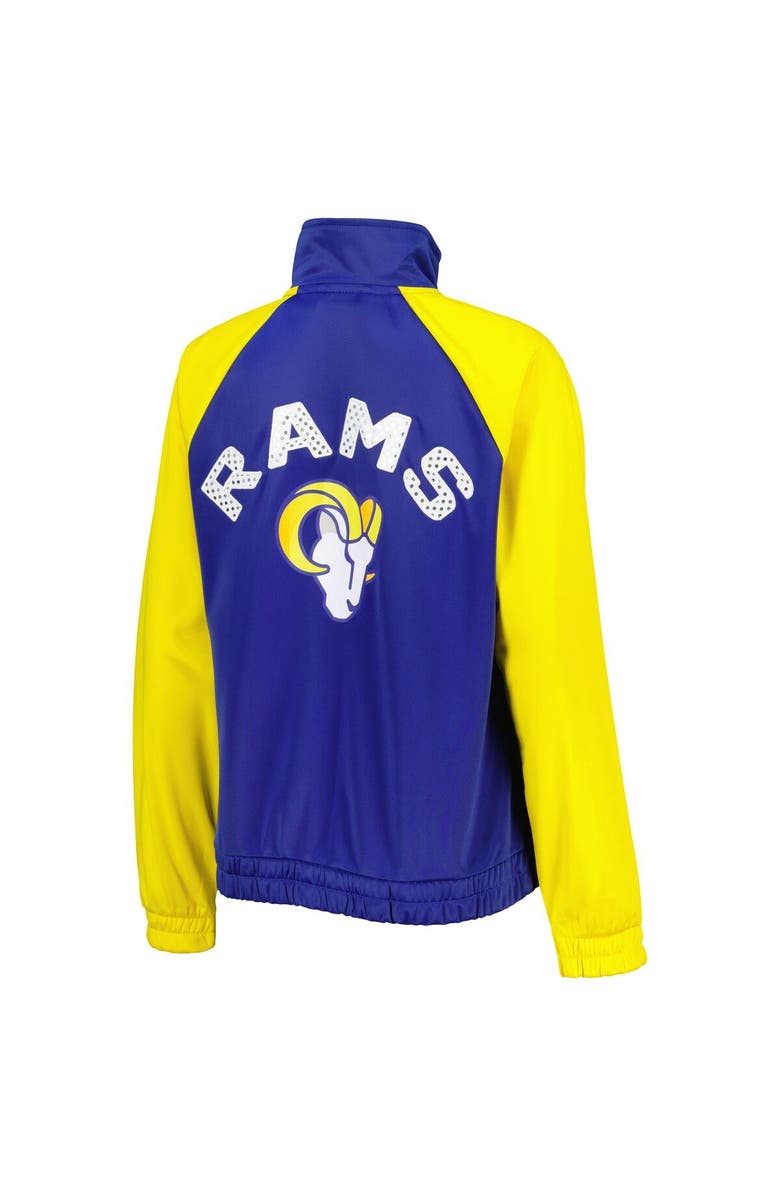 G-III 4HER BY CARL BANKS Women's G-III 4Her by Carl Banks Royal/Gold Los Angeles Rams Confetti Raglan Full-Zip Track Jacket, Alternate, color, Royal