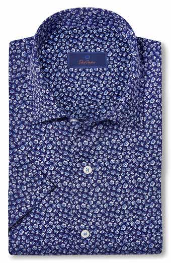 David Donahue Floral Print Short Sleeve Button-Up Shirt
