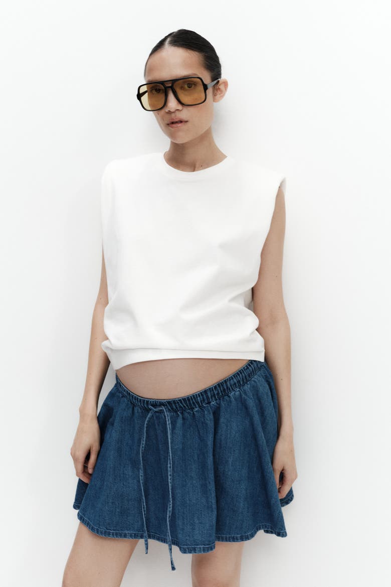 Mama Flared Cotton-blend Skort, Alternate, color, Denim blue