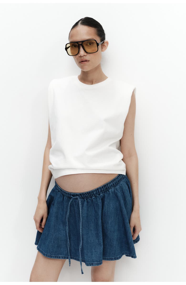 H&M Mama Flared Cotton-blend Skort, Alternate, color, Denim Blue
