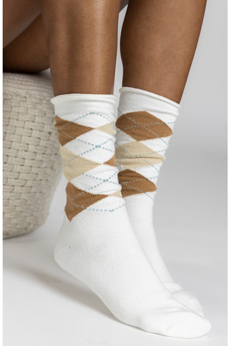 Supersoft Argyle 2-Pack Crew Socks, Alternate, color, IVORY