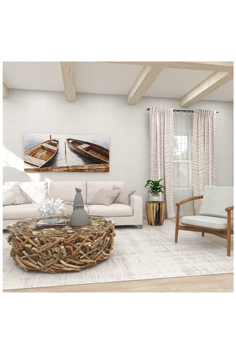 Kitchen Rustic Rug Under Table SONOMA SAGE HOME Brown Teakwood Rustic Accent Table with Clear Glass ...