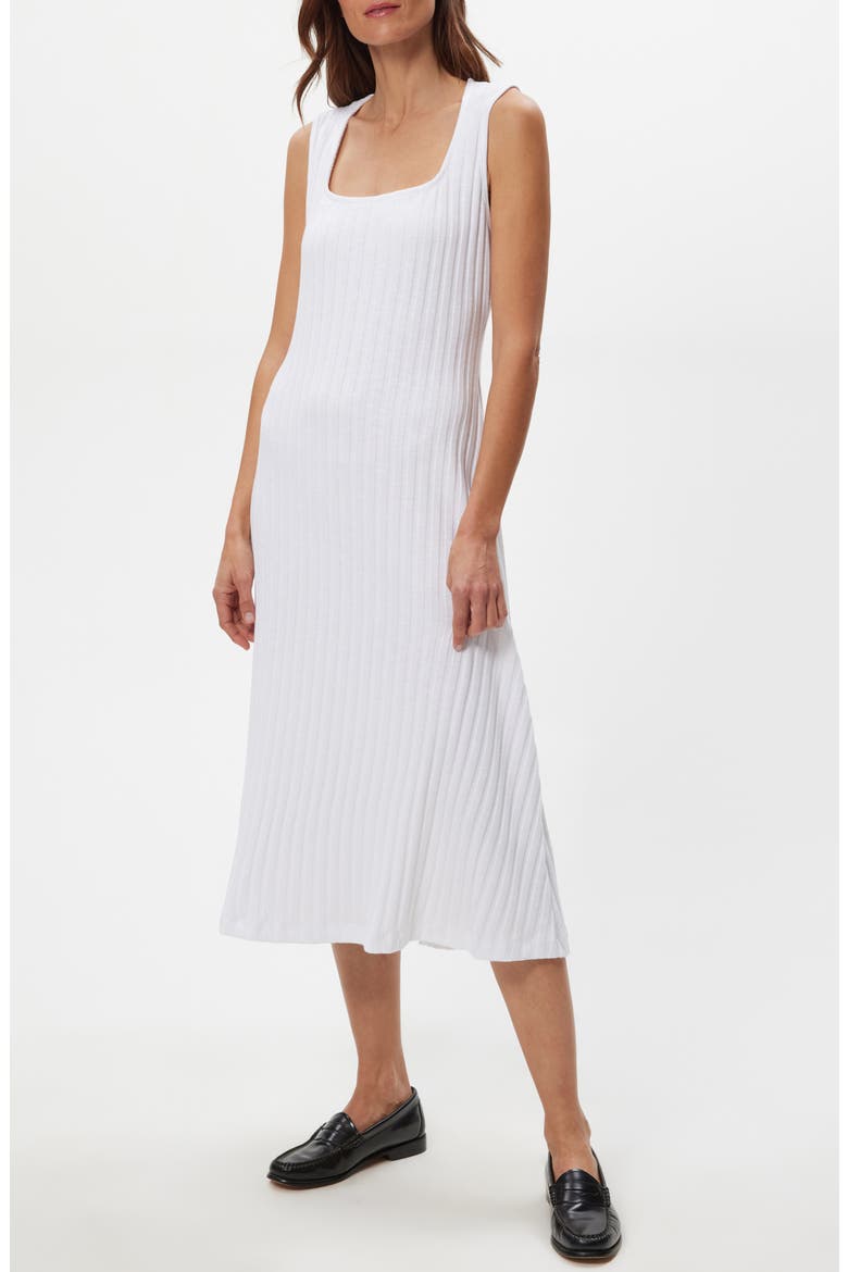 Sofia Wide Rib Sleeveless Cotton Blend Knit Midi Dress, Alternate, color, WHITE