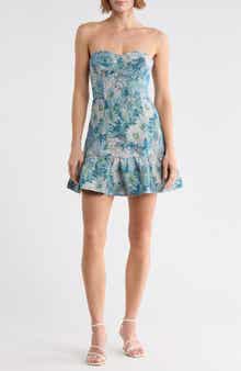 Luna Floral Brocade Strapless Minidress