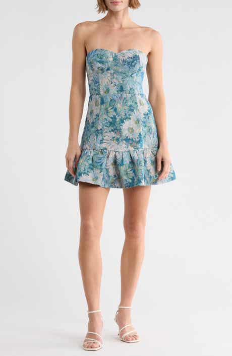 Luna Floral Brocade Strapless Minidress