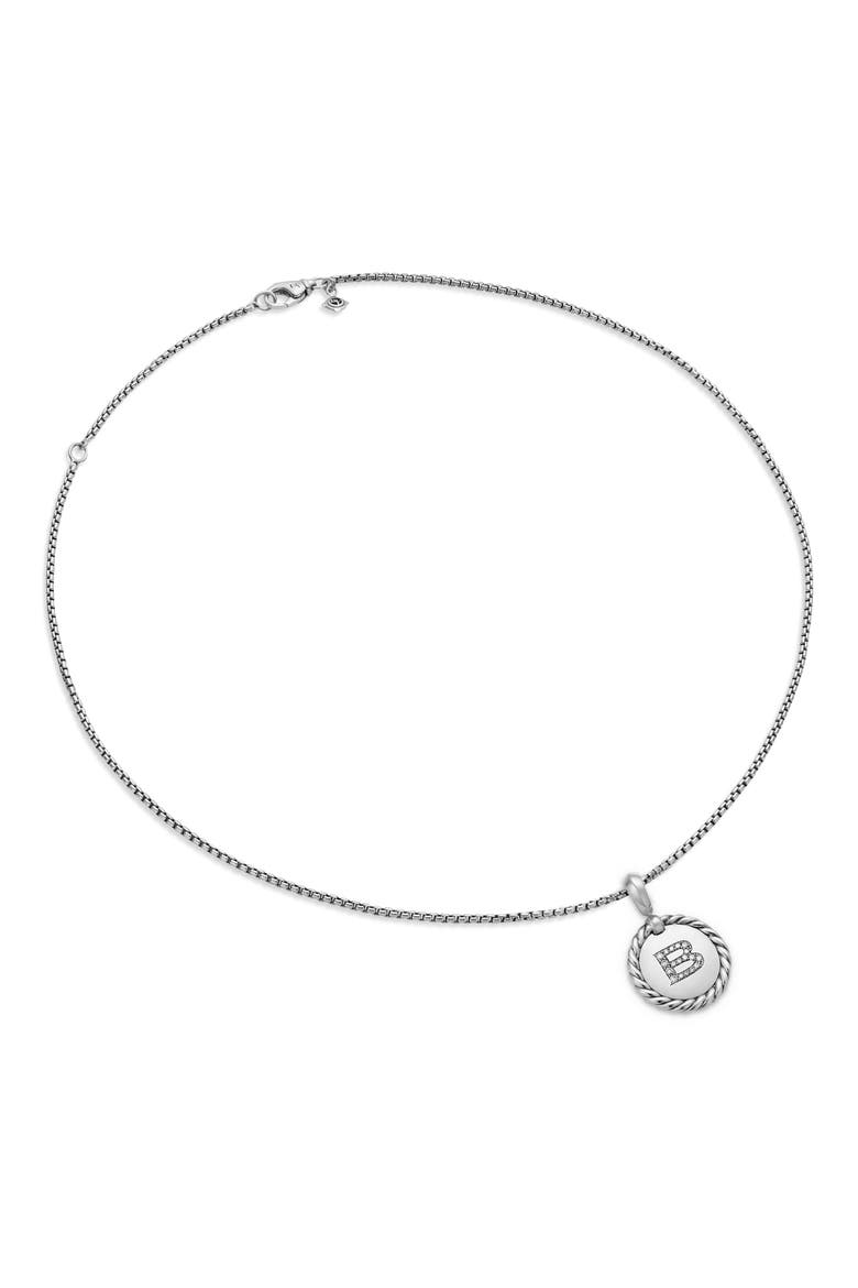 Initial Charm Necklace with Diamonds, Alternate, color, SILVER/ DIAMOND-B