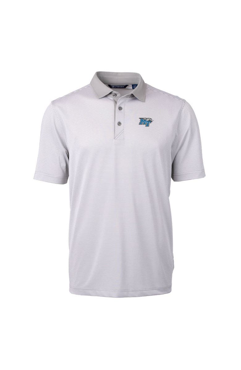 Cutter & Buck Men's Cutter & Buck  Gray/White MTSU Blue Raiders Big & Tall Virtue Eco Pique Micro Stripe Recycled Polo, Alternate, color, 