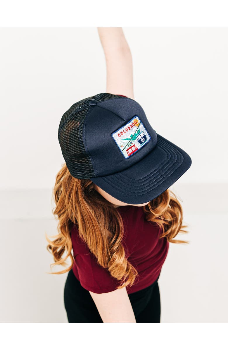 Rey To Z Colorado Postcard Trucker Hat - Kids, Alternate, color, Navy