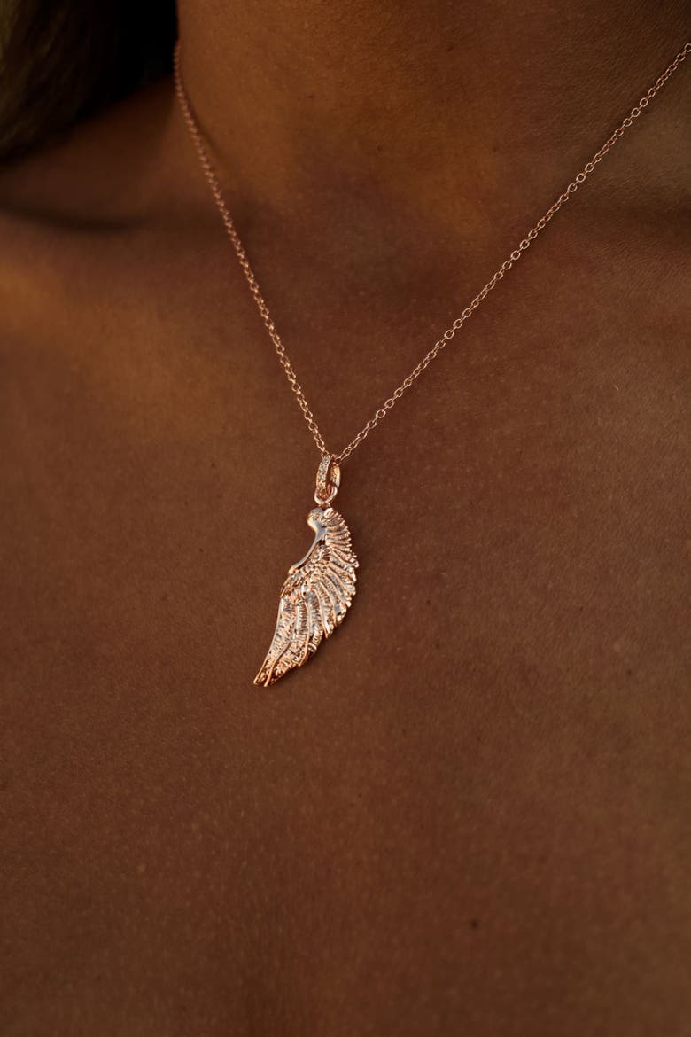 Angel Wing Necklace, Alternate, color, Gold