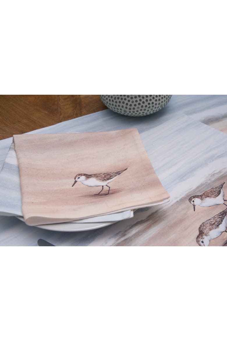 Sandpiper Coastal Shores Graphic Print Machine Washable Table Runner 14" x 72", Alternate, color, Brown