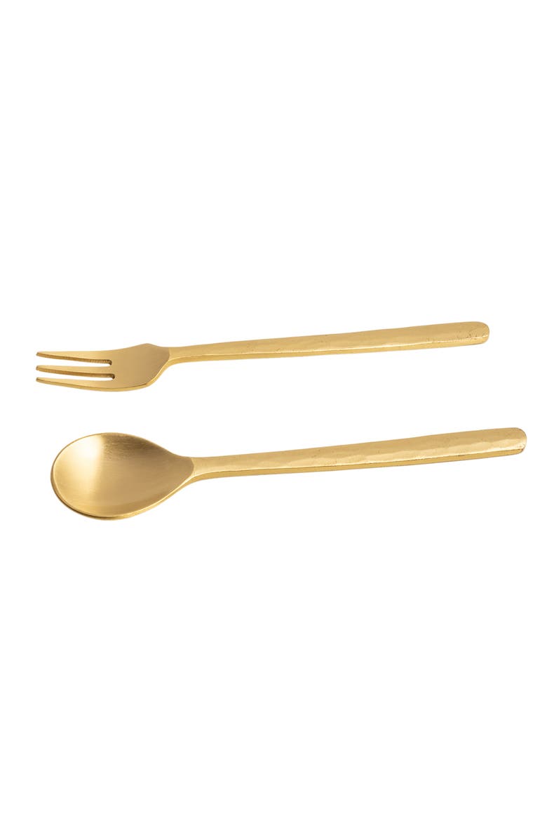 Lotus Set Of 2 Brass Decorative Object Set 6 In, Alternate, color, Gold
