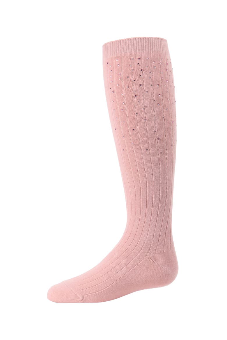 Ribbed Gemstone Knee High Socks, Main, color, Blush Pink