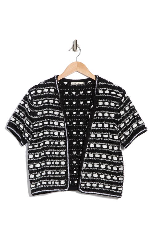 Alice And Olivia Marjorie Tweed Cardigan In Black/soft White