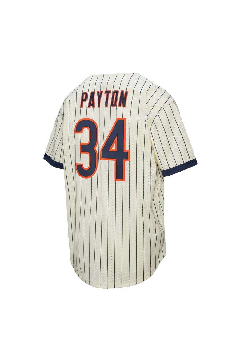 Men's Mitchell & Ness Walter Payton Cream Chicago Bears Name & Number Mesh Button-Up Baseball Jersey, Alternate, color, Cream