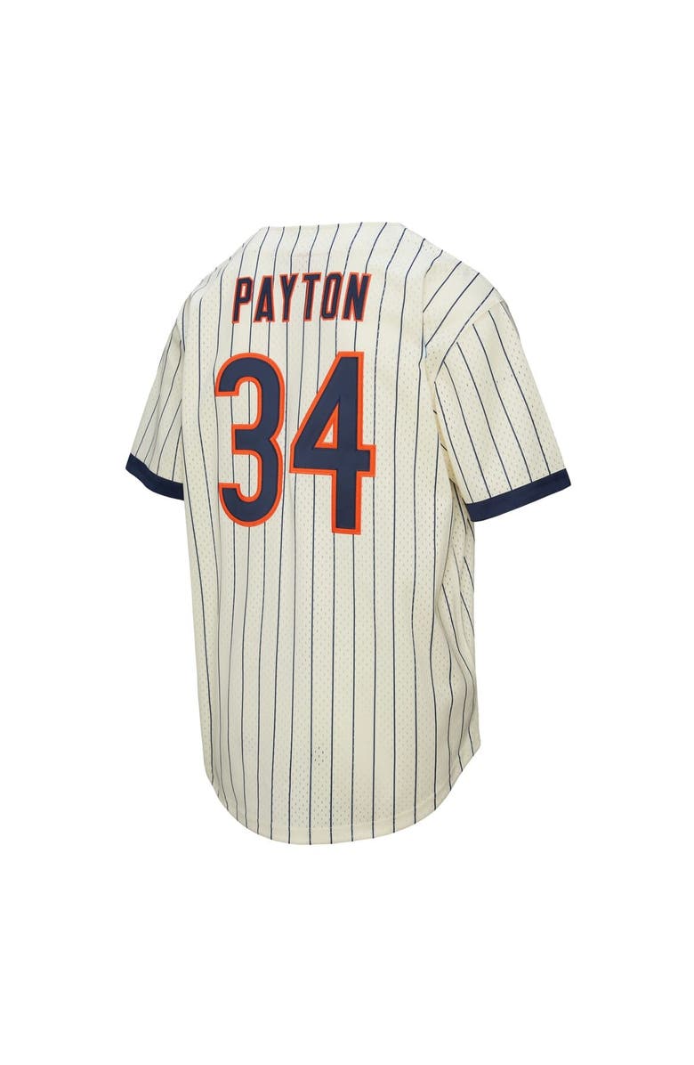 Mitchell & Ness Men's Mitchell & Ness Walter Payton Cream Chicago Bears Name & Number Mesh Button-Up Baseball Jersey, Alternate, color, Cream