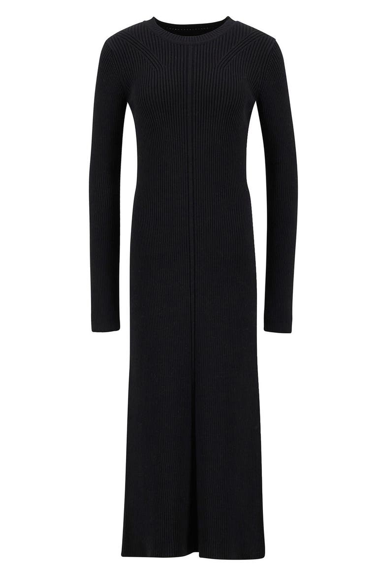 Anastasia Directional Rib Long Sleeve Cotton Sweater Dress, Alternate, color, BLACK