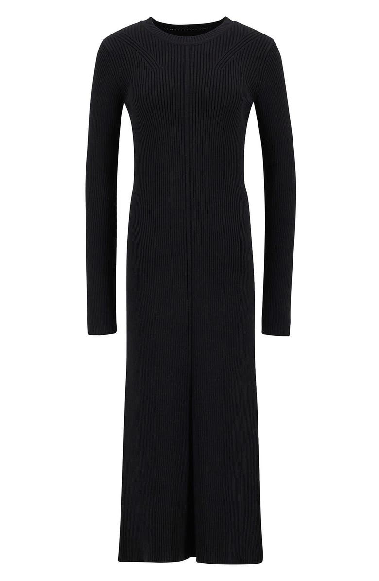 Barbour Anastasia Directional Rib Long Sleeve Cotton Sweater Dress, Alternate, color, Black