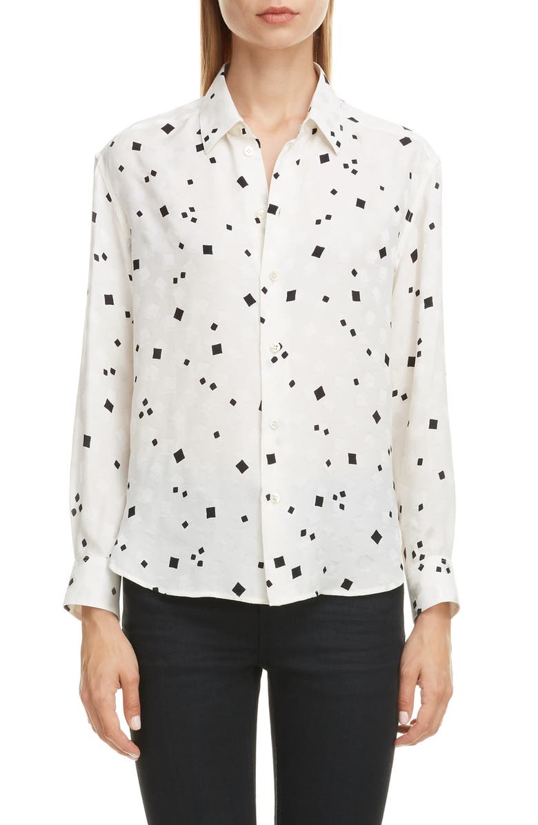 Saint Laurent Square Dot Jacquard Shirt, Main, color, 