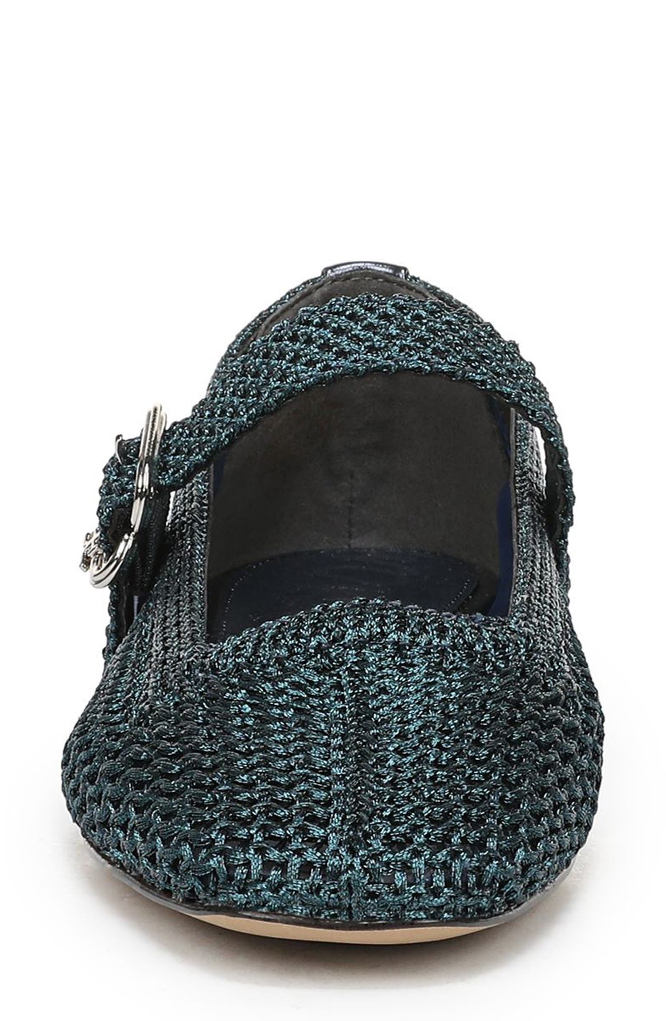 Michaela Knit Mary Jane Flat, Alternate, color, METALLIC NAVY