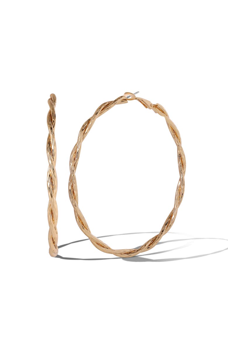 Jessica Simpson Light Gold Twist Hoop Earrings, Main, color, Gold