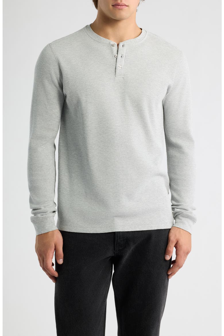 Waffle Knit Henley, Main, color, LIGHT HEATHER GREY