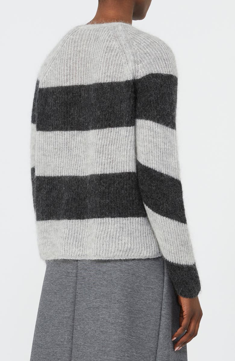 MM by Max Mara Ricetta Stripe Mohair & Wool Blend Sweater, Alternate, color, Light Grey