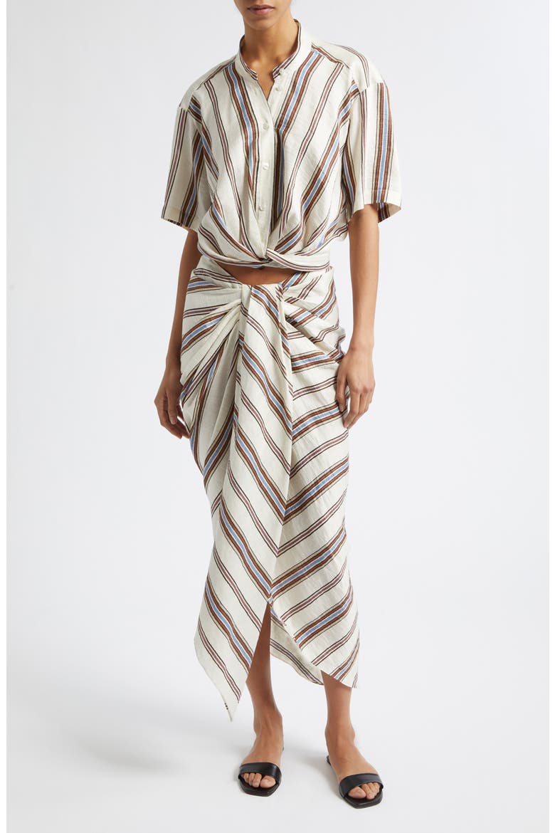 Rhodes Stripe Linen Blend Skirt, Alternate, color, PANNA MULTI